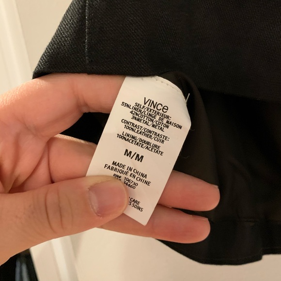 Vince Black Asymmetrical Linen Leather Vest - M - Picture 7 of 7